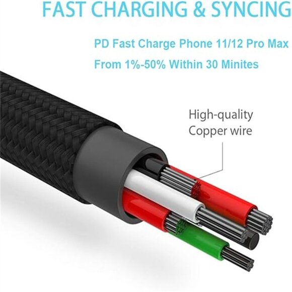 4 Pack  Fast Charger Cable Type 6ft USB C PD Cord to For iPhone 14 13 12 11 - Picture 4 of 6